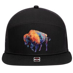 Buffalo American Bison Western Gift 7 Panel Mesh Trucker Snapback Hat