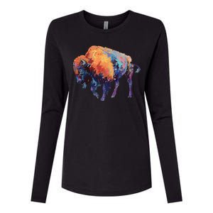 Buffalo American Bison Western Gift Womens Cotton Relaxed Long Sleeve T-Shirt