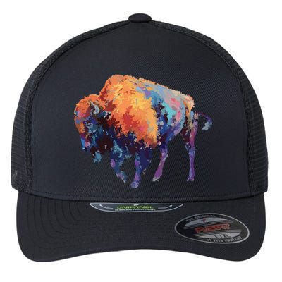 Buffalo American Bison Western Gift Flexfit Unipanel Trucker Cap