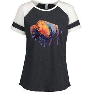 Buffalo American Bison Western Gift Enza Ladies Jersey Colorblock Tee