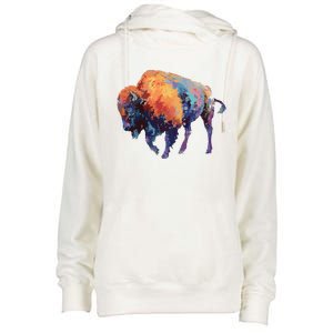 Buffalo American Bison Western Gift Womens Funnel Neck Pullover Hood