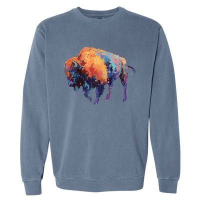 Buffalo American Bison Western Gift Garment-Dyed Sweatshirt