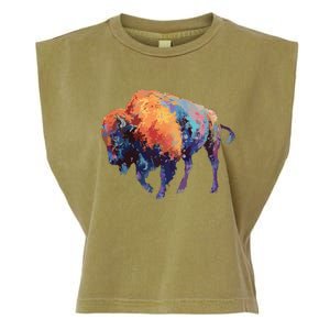 Buffalo American Bison Western Gift Garment-Dyed Women's Muscle Tee