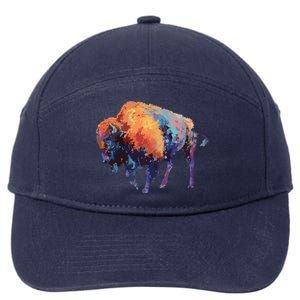 Buffalo American Bison Western Gift 7-Panel Snapback Hat