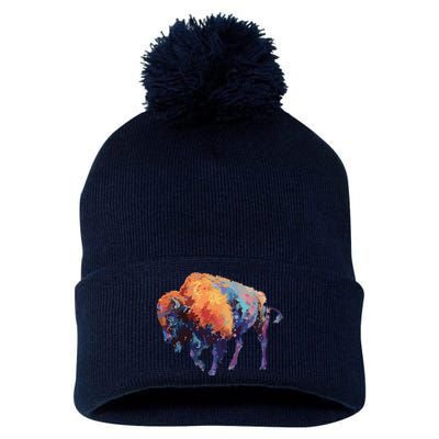 Buffalo American Bison Western Gift Pom Pom 12in Knit Beanie