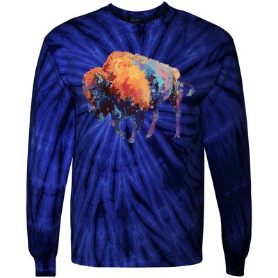 Buffalo American Bison Western Gift Tie-Dye Long Sleeve Shirt