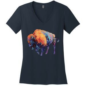 Buffalo American Bison Western Gift Women's V-Neck T-Shirt