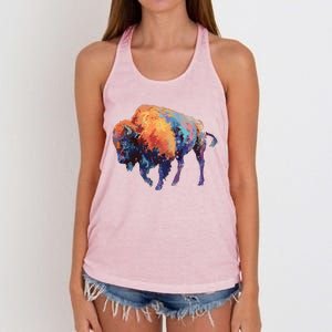 Buffalo American Bison Western Gift Women's Knotted Racerback Tank