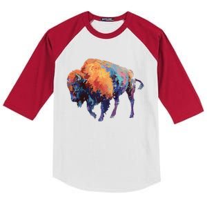 Buffalo American Bison Western Gift Kids Colorblock Raglan Jersey