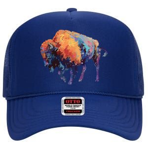 Buffalo American Bison Western Gift High Crown Mesh Back Trucker Hat