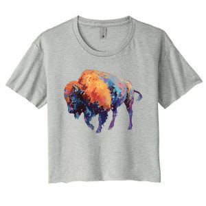 Buffalo American Bison Western Gift Women's Crop Top Tee