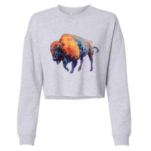 Buffalo American Bison Western Gift Cropped Pullover Crew