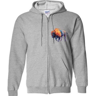 Buffalo American Bison Western Gift Full Zip Hoodie