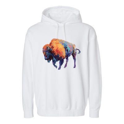 Buffalo American Bison Western Gift Garment-Dyed Fleece Hoodie