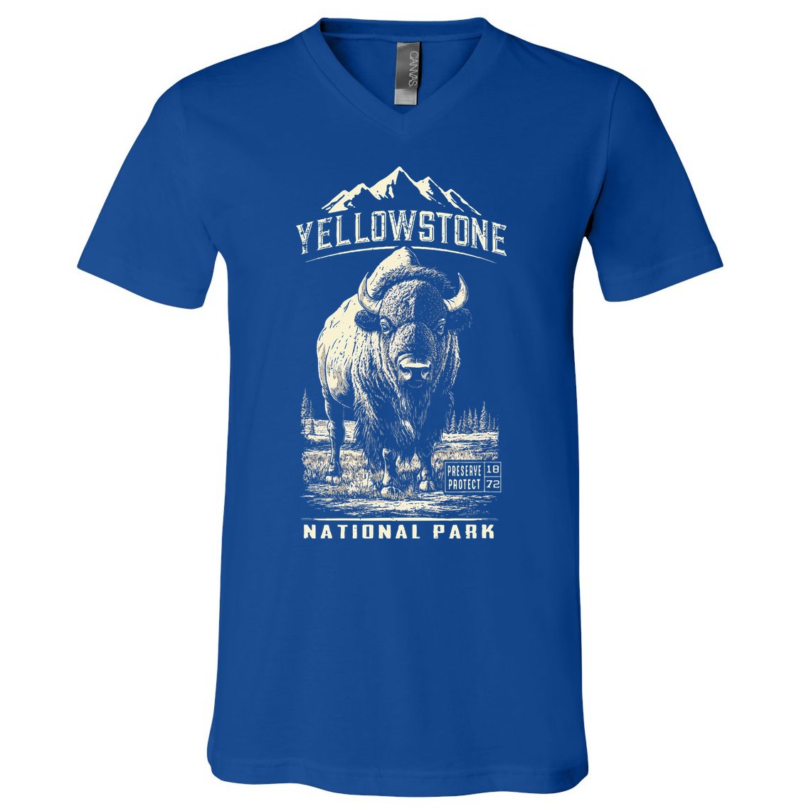Buffalo American Bison Yellowstone National Park V-Neck T-Shirt