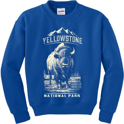 Buffalo American Bison Yellowstone National Park Kids Sweatshirt