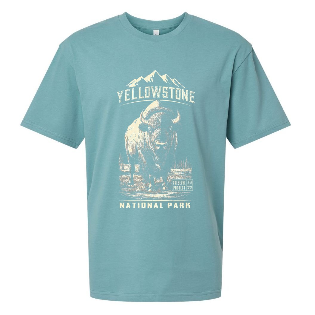 Buffalo American Bison Yellowstone National Park Sueded Cloud Jersey T-Shirt