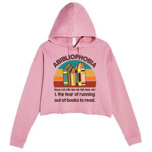 Book Abibliophobia Bookworm Girl Women Teacher Reading Crop Fleece Hoodie