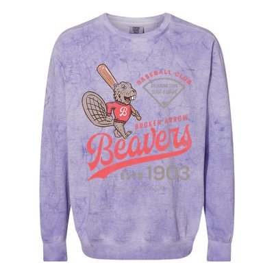 Broken Arrow Beavers Minor League Retro Baseball Team Colorblast Crewneck Sweatshirt