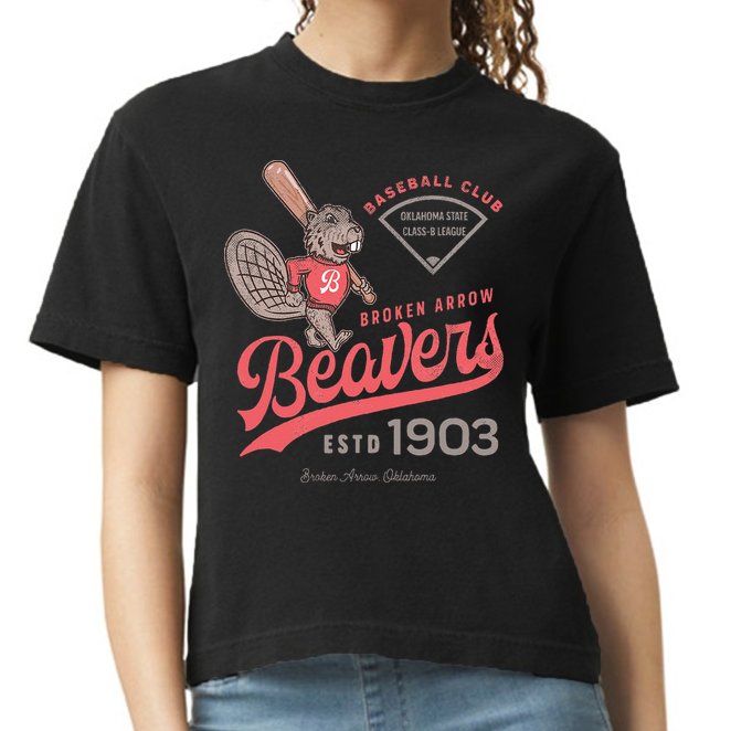 Broken Arrow Beavers Minor League Retro Baseball Team Comfort Colors Boxy T-Shirt