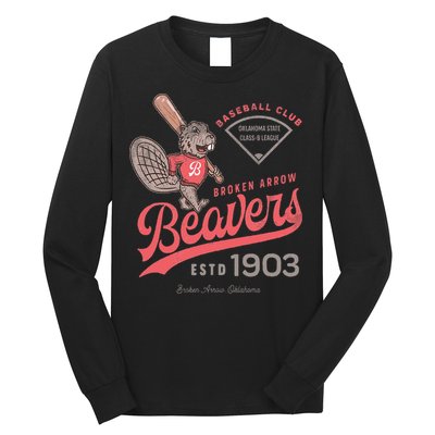Broken Arrow Beavers Minor League Retro Baseball Team Long Sleeve Shirt