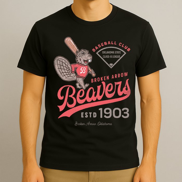 Broken Arrow Beavers Minor League Retro Baseball Team T-Shirt