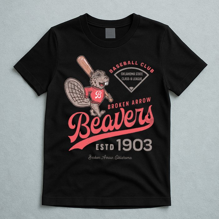 Broken Arrow Beavers Minor League Retro Baseball Team T-Shirt