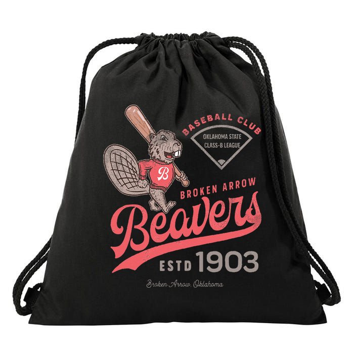 Broken Arrow Beavers Minor League Retro Baseball Team Drawstring Bag