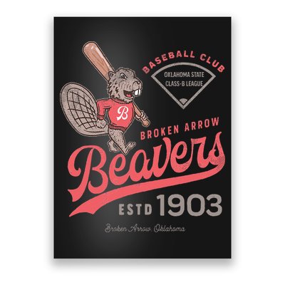 Broken Arrow Beavers Minor League Retro Baseball Team Poster