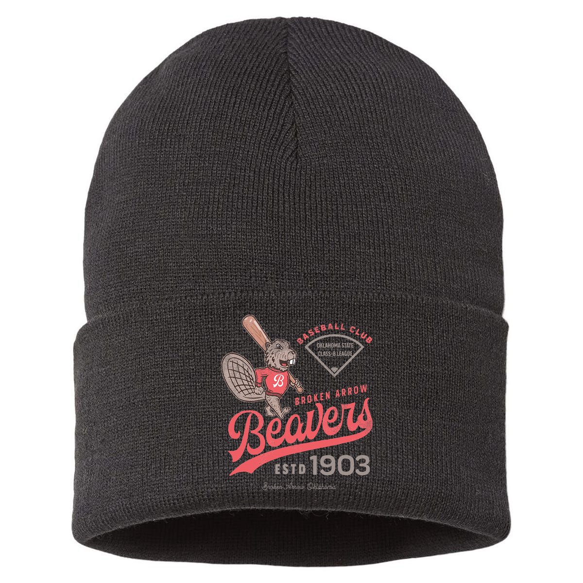 Broken Arrow Beavers Minor League Retro Baseball Team Sustainable Knit Beanie