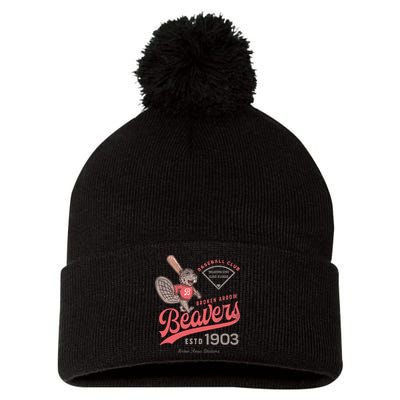 Broken Arrow Beavers Minor League Retro Baseball Team Pom Pom 12in Knit Beanie