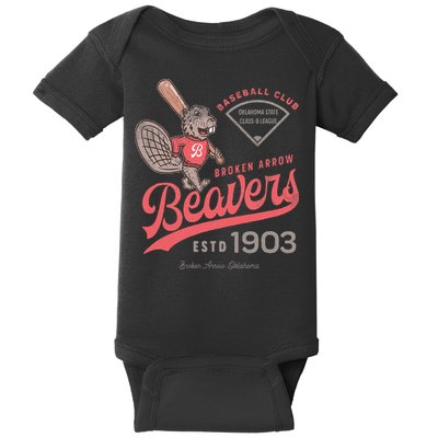 Broken Arrow Beavers Minor League Retro Baseball Team Baby Bodysuit
