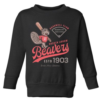 Broken Arrow Beavers Minor League Retro Baseball Team Toddler Sweatshirt