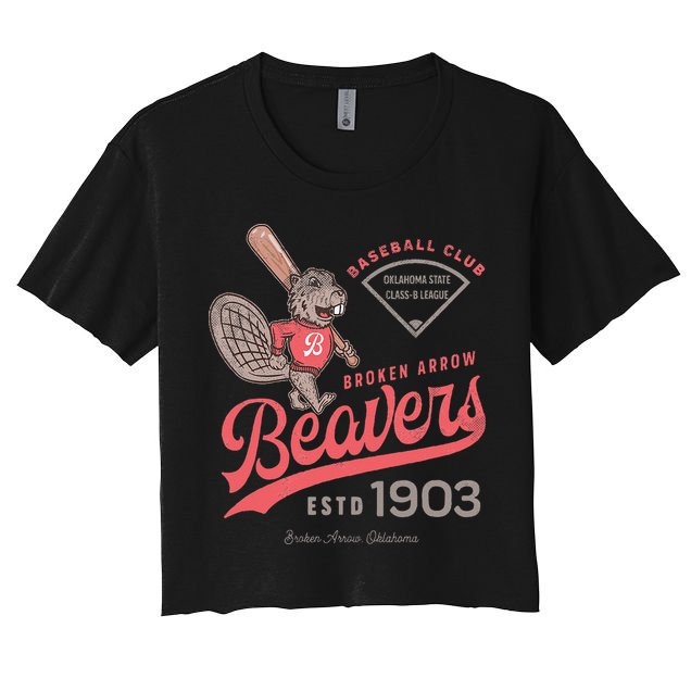 Broken Arrow Beavers Minor League Retro Baseball Team Women's Crop Top Tee