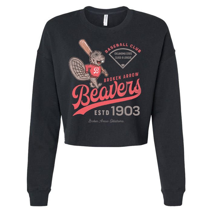 Broken Arrow Beavers Minor League Retro Baseball Team Cropped Pullover Crew