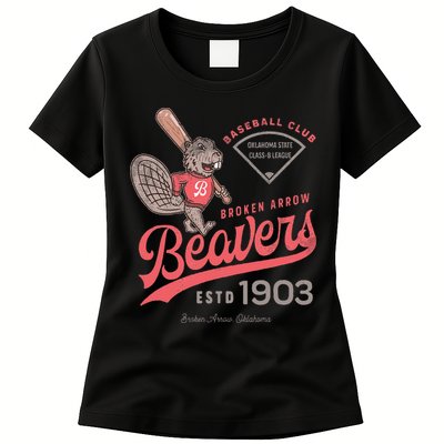 Broken Arrow Beavers Minor League Retro Baseball Team Womens T-Shirt