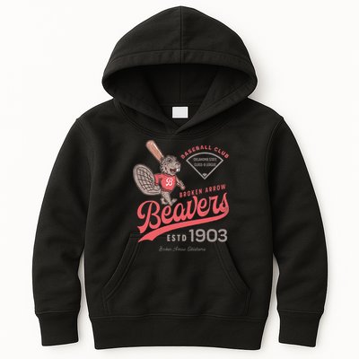 Broken Arrow Beavers Minor League Retro Baseball Team Kids Hoodie