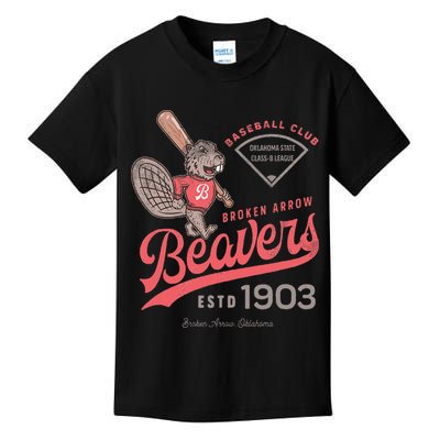 Broken Arrow Beavers Minor League Retro Baseball Team Kids T-Shirt