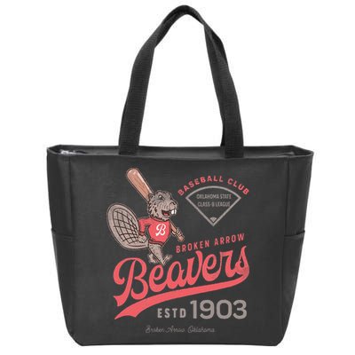 Broken Arrow Beavers Minor League Retro Baseball Team Zip Tote Bag
