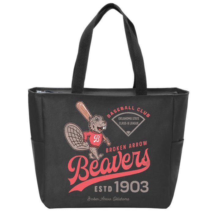 Broken Arrow Beavers Minor League Retro Baseball Team Zip Tote Bag