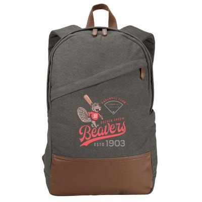 Broken Arrow Beavers Minor League Retro Baseball Team Cotton Canvas Backpack