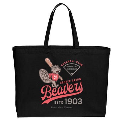 Broken Arrow Beavers Minor League Retro Baseball Team Cotton Canvas Jumbo Tote