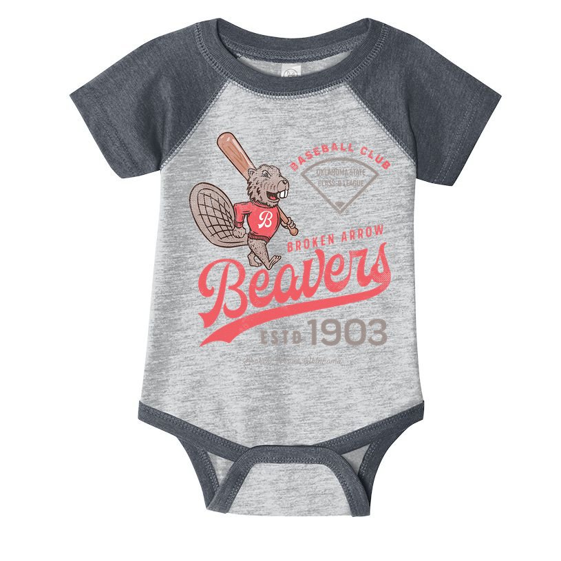 Broken Arrow Beavers Minor League Retro Baseball Team Infant Baby Jersey Bodysuit