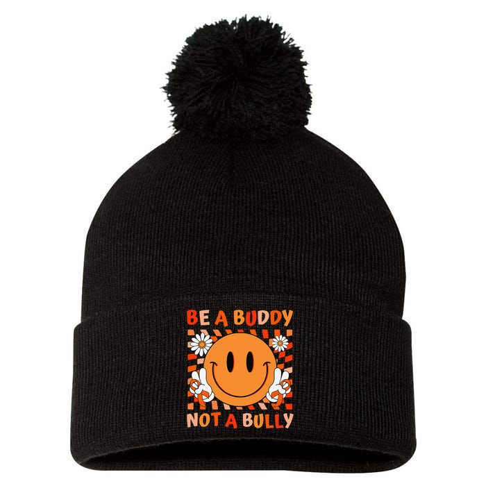 Be A Buddy Not A Bully Unity Day Anti Bullying Orange Face Gift Pom Pom 12in Knit Beanie