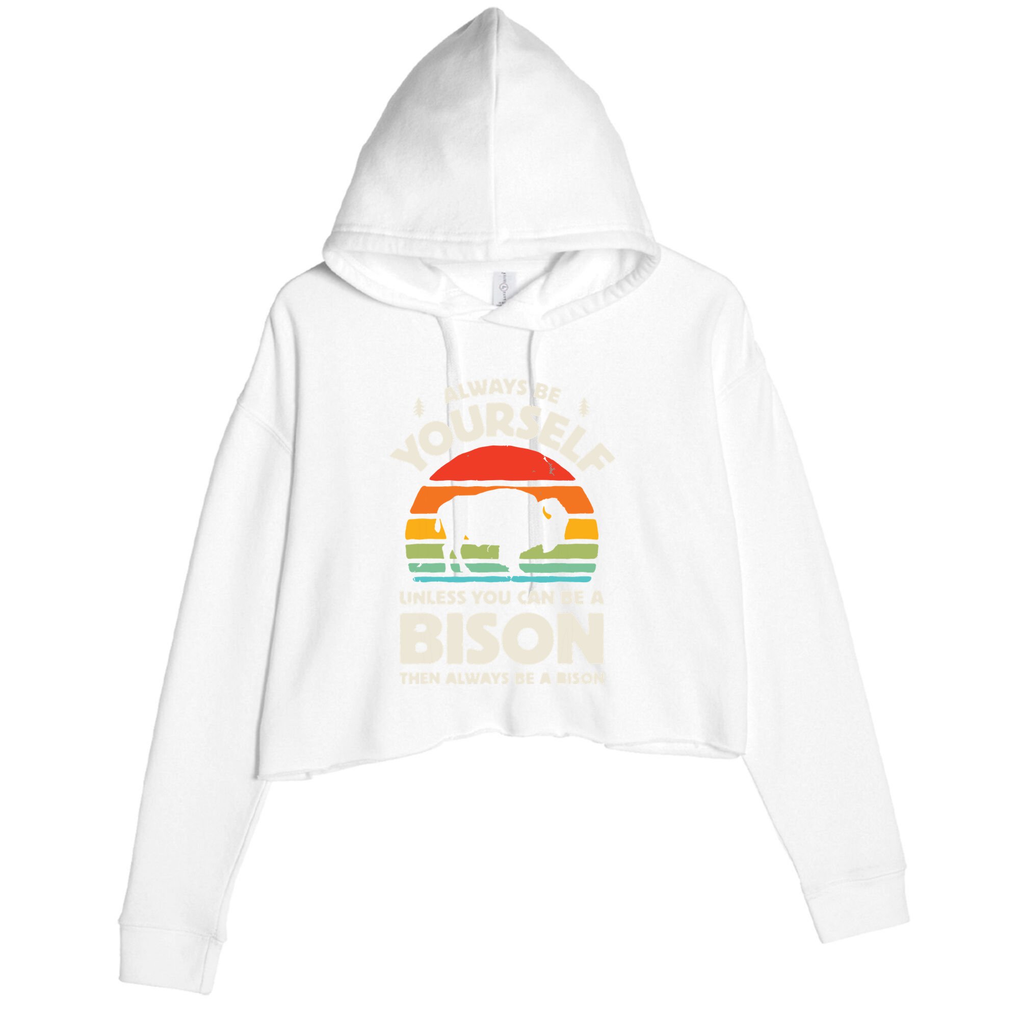 Bison Always Be Yourself Retro Vintage 70s Men Women Funny Crop Fleece Hoodie