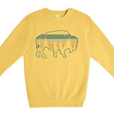 Bison American Buffalo Vintage National Park Souvenir Gift Premium Crewneck Sweatshirt