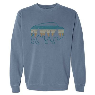 Bison American Buffalo Vintage National Park Souvenir Gift Garment-Dyed Sweatshirt