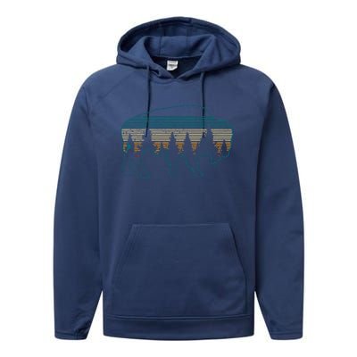 Bison American Buffalo Vintage National Park Souvenir Gift Performance Fleece Hoodie