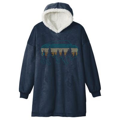 Bison American Buffalo Vintage National Park Souvenir Gift Hooded Wearable Blanket