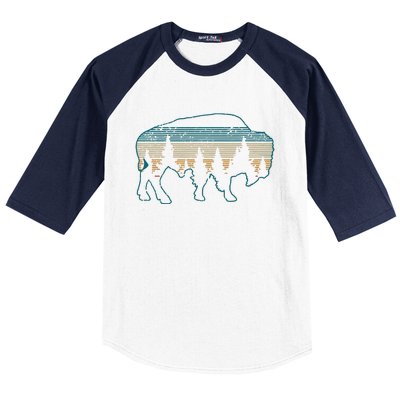 Bison American Buffalo Vintage National Park Souvenir Gift Baseball Sleeve Shirt